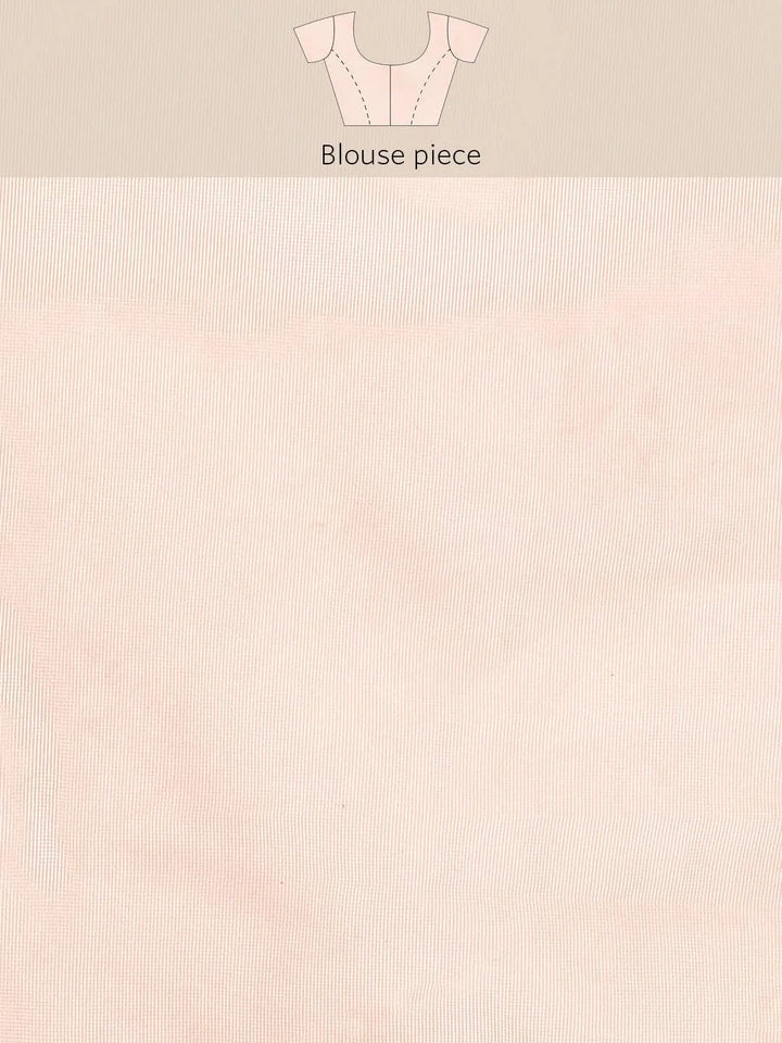 Peach Embroidered Net Saree - Libas