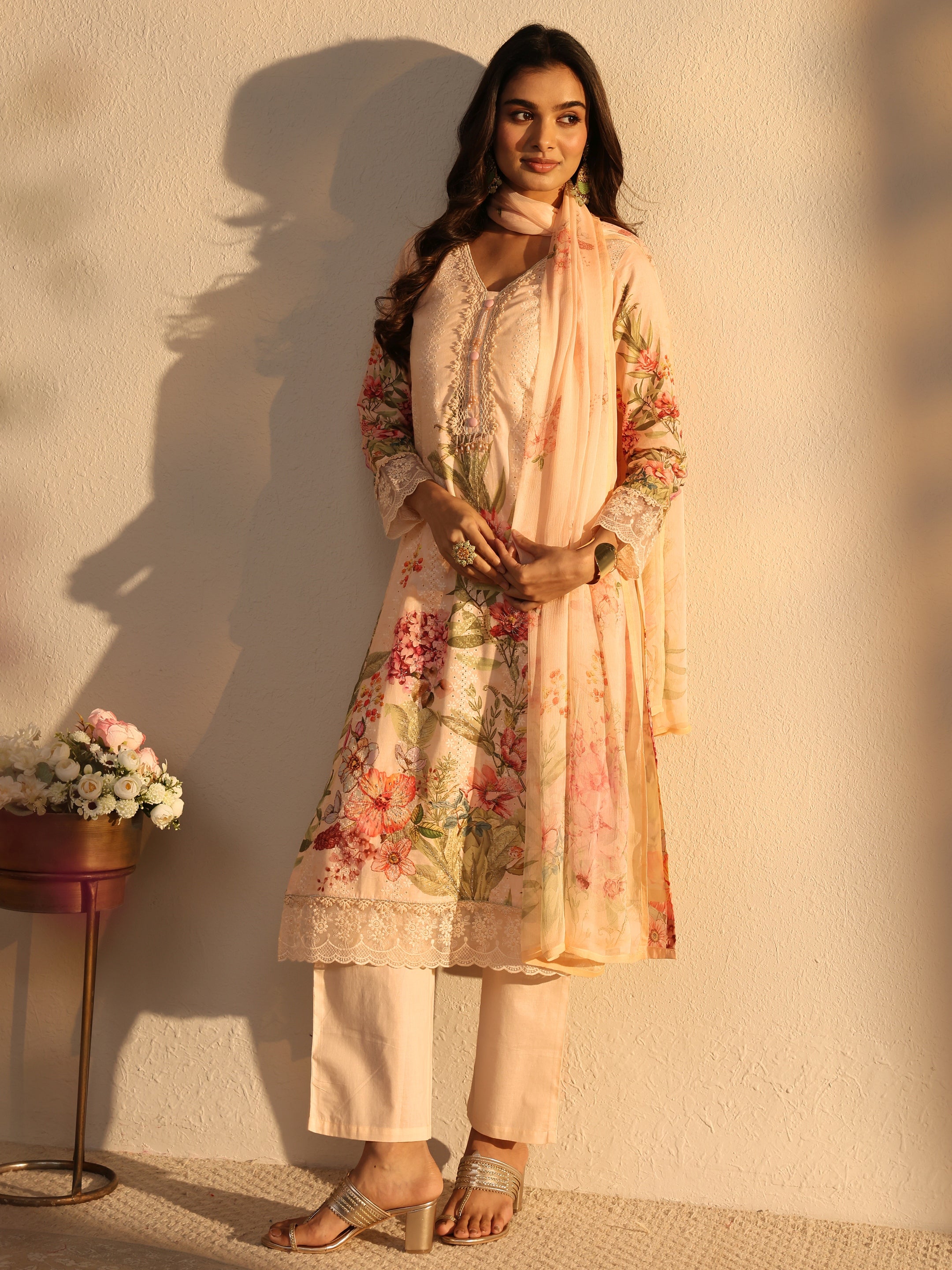 libas Peach Floral Printed Cotton Straight Suits Set With Dupatta-picture-39