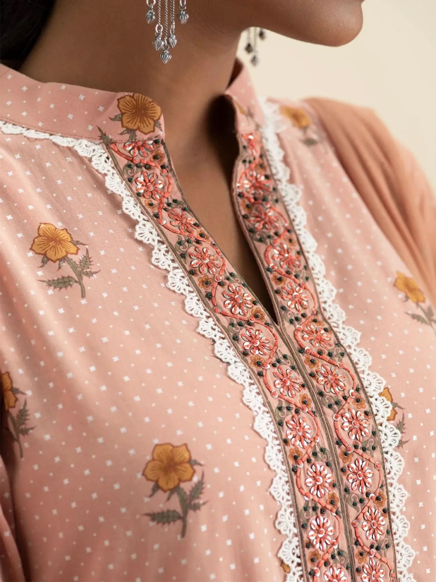 

Buy Peach Printed Cotton Suit Set - 20023O-XS | Libas Ethnic Wear Online