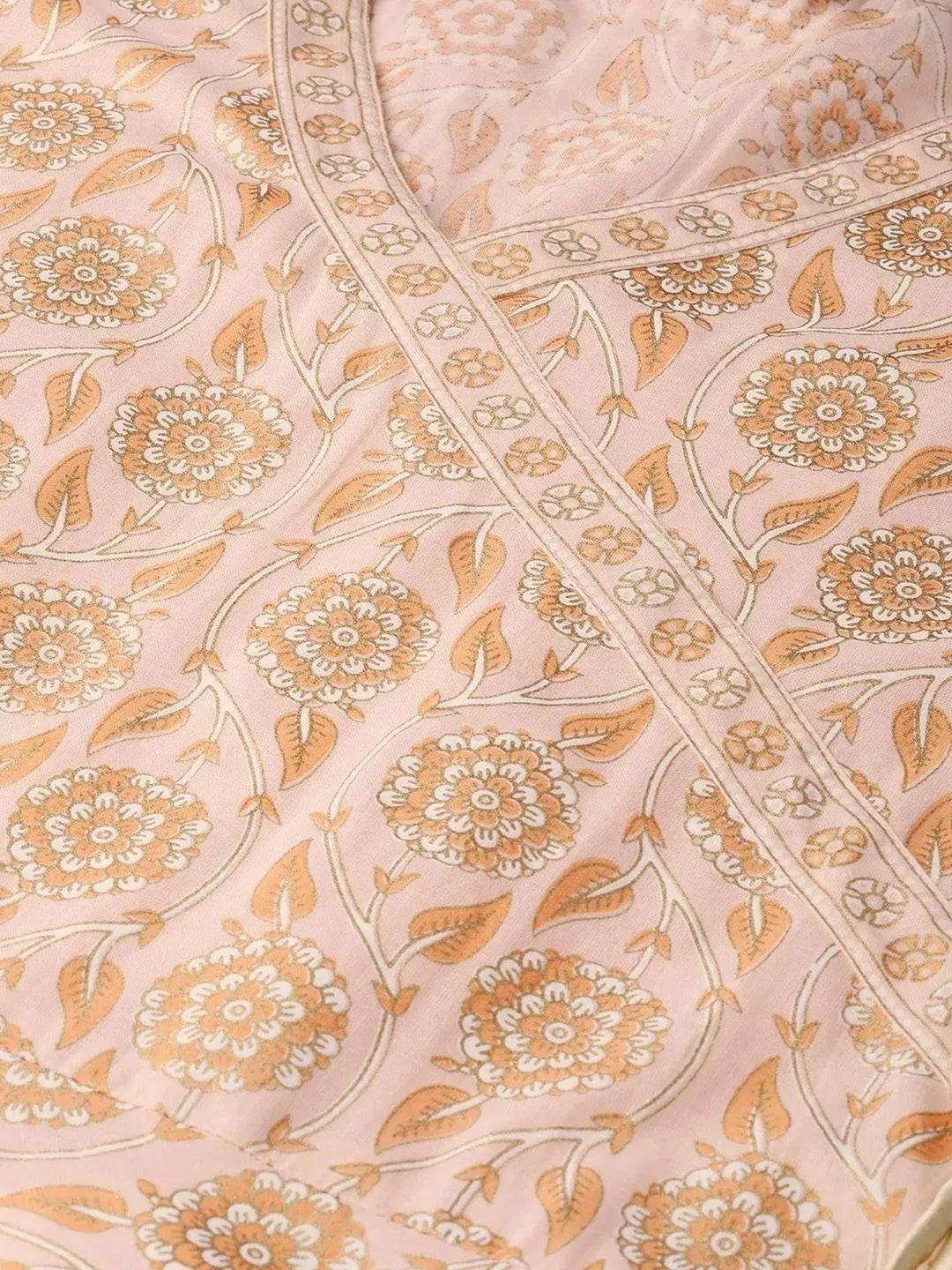 Peach Printed Cotton Dress - Libas 