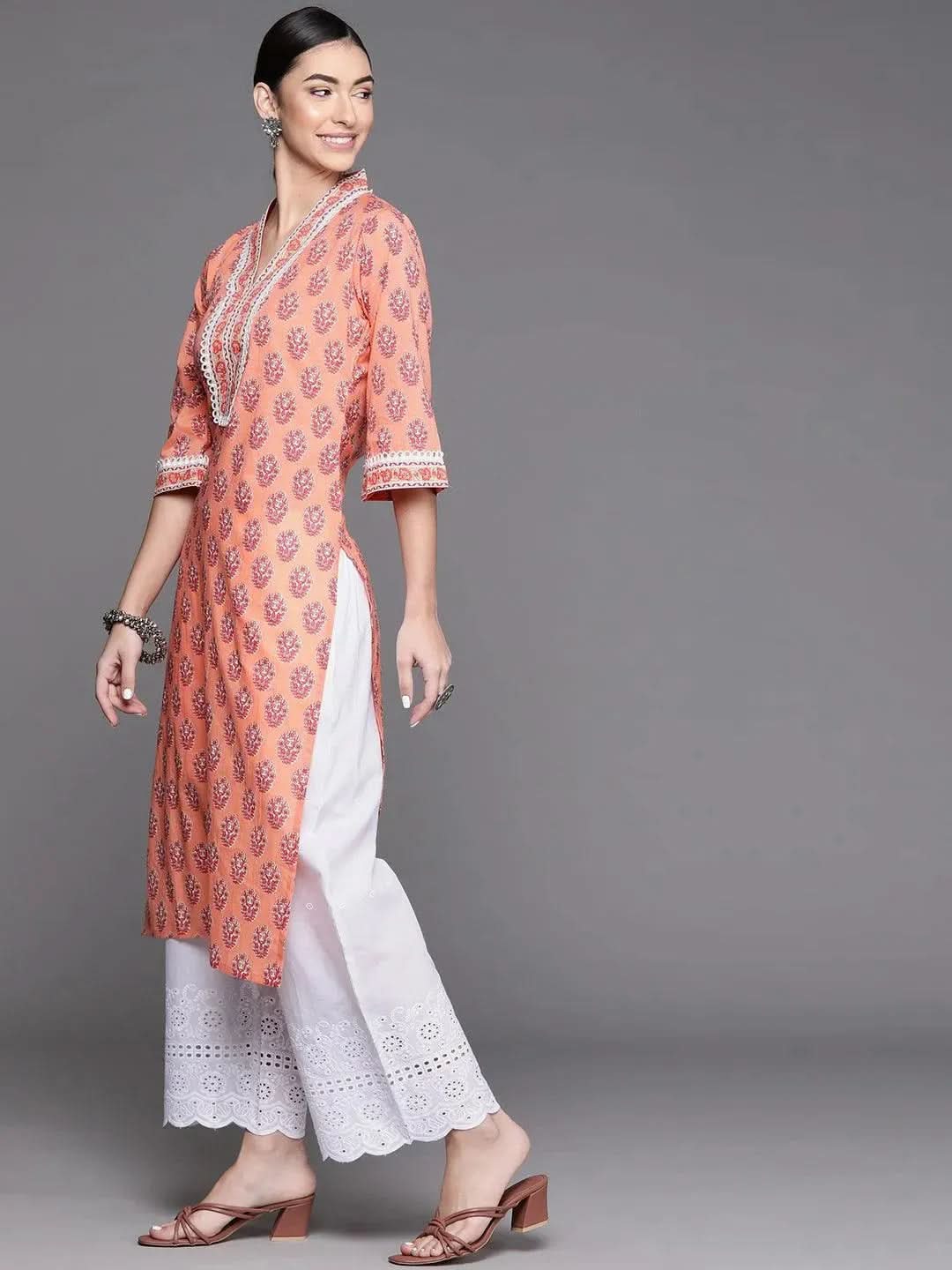 

Buy Peach Printed Cotton Kurta - 23371O-XXL | Libas Ethnic Wear Online