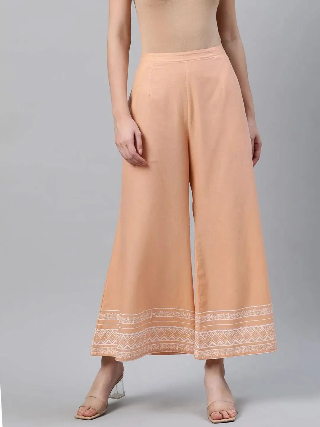 

Buy Peach Printed Cotton Palazzos - PL875O- | Libas Ethnic Wear Online