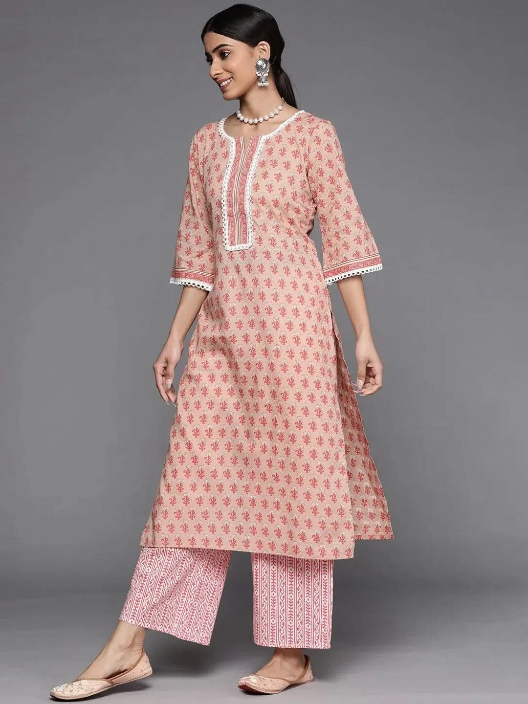 

Buy Peach Printed Cotton Suit Set - 33147O- | Libas Ethnic Wear Online