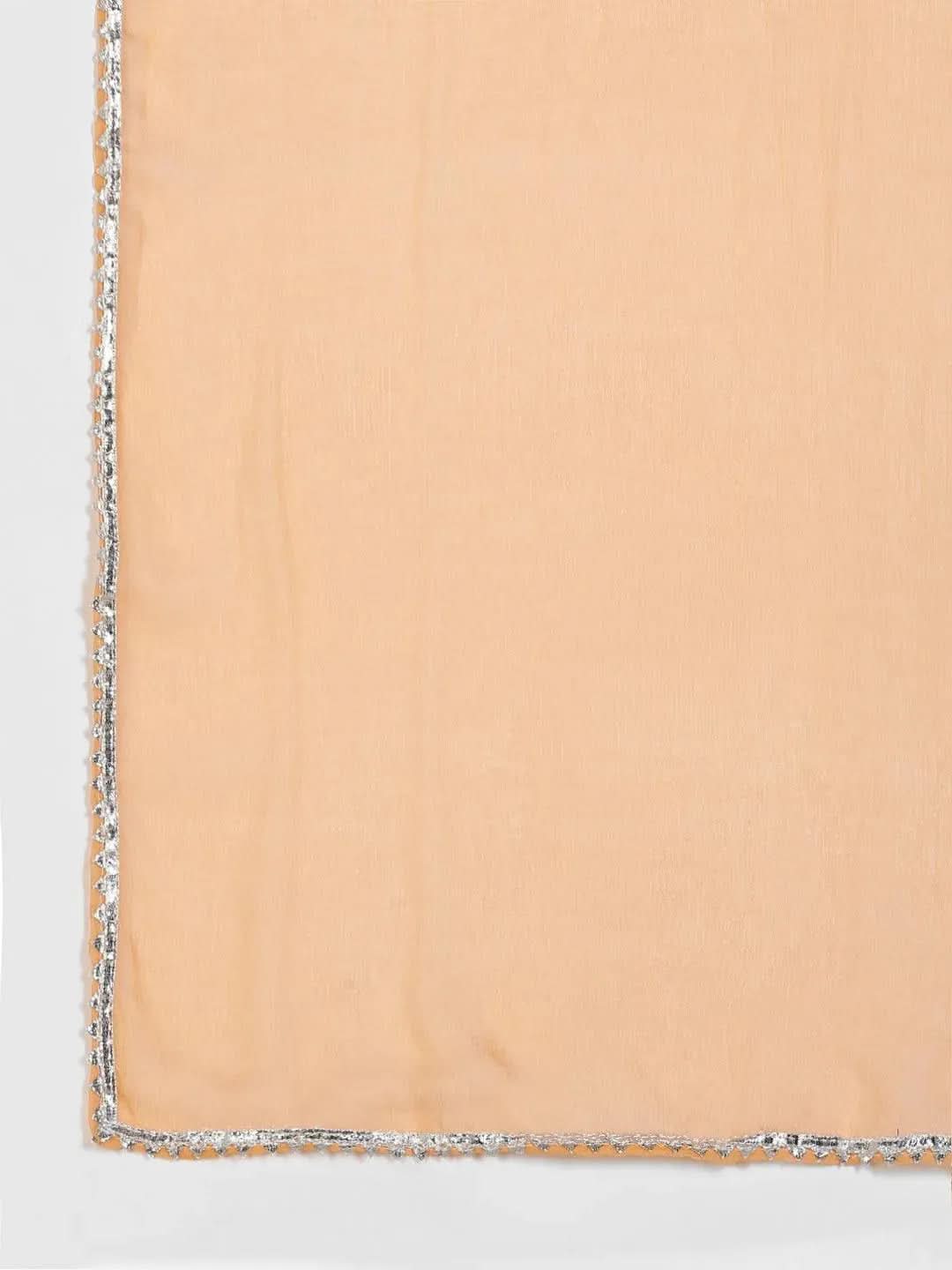 Peach Printed Cotton Straight Suit Set - Libas 