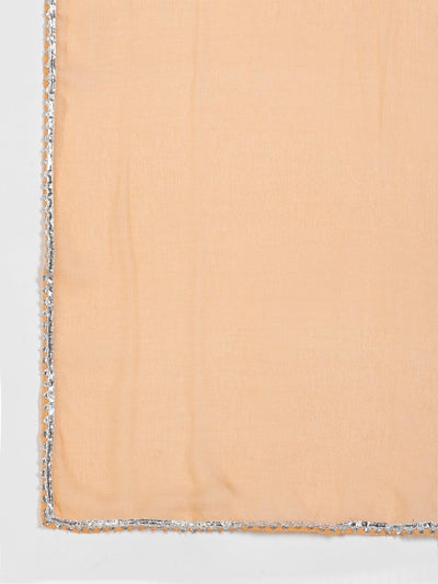 Peach Printed Cotton Straight Suit Set - Libas