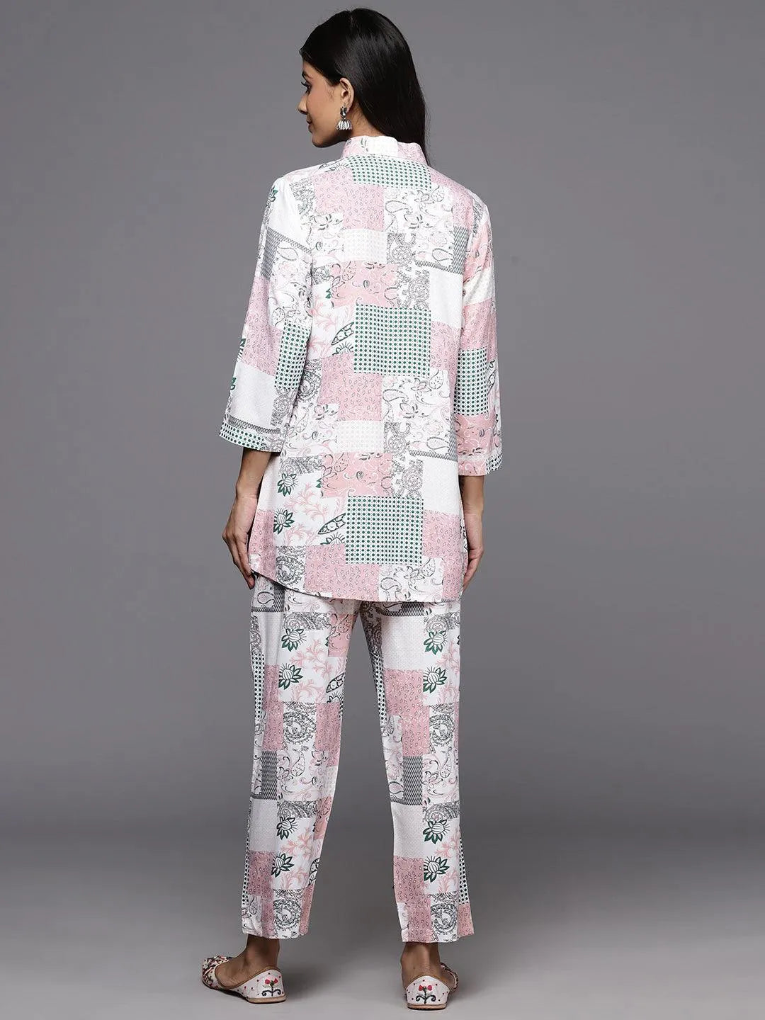 Peach Printed Rayon Co-Ords - Libas 