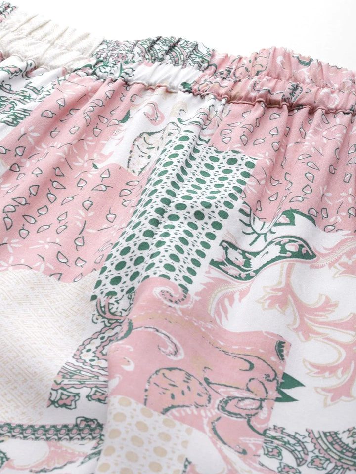 Peach Printed Rayon Co-Ords - Libas