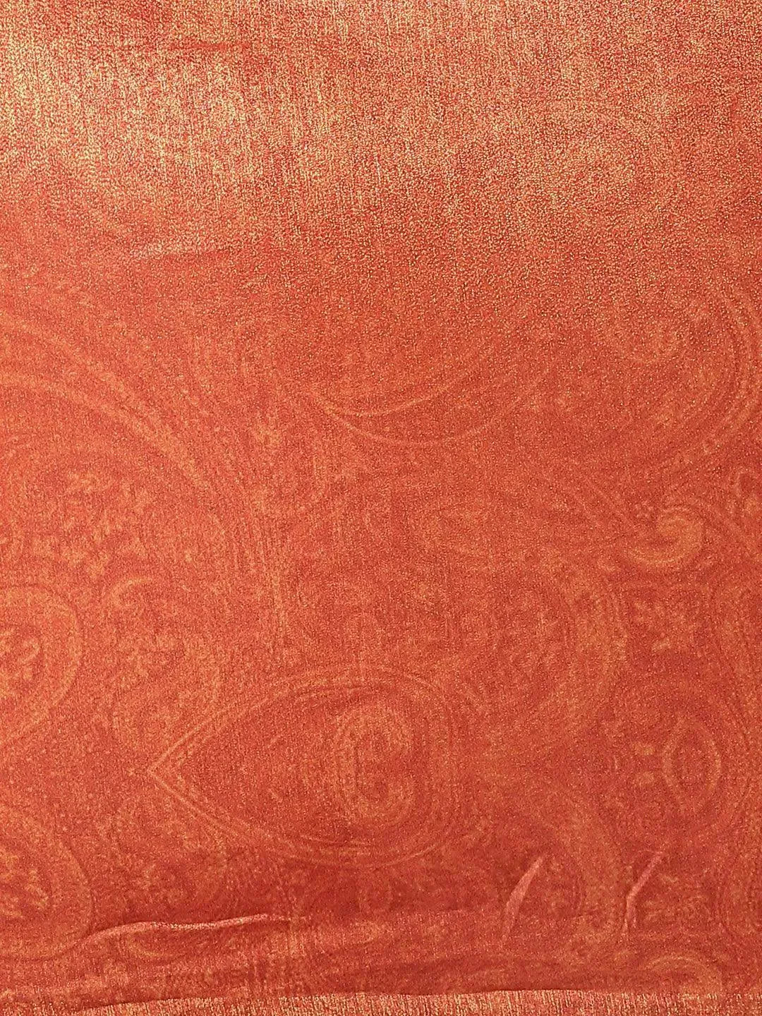 Peach Printed Satin Saree - Libas 