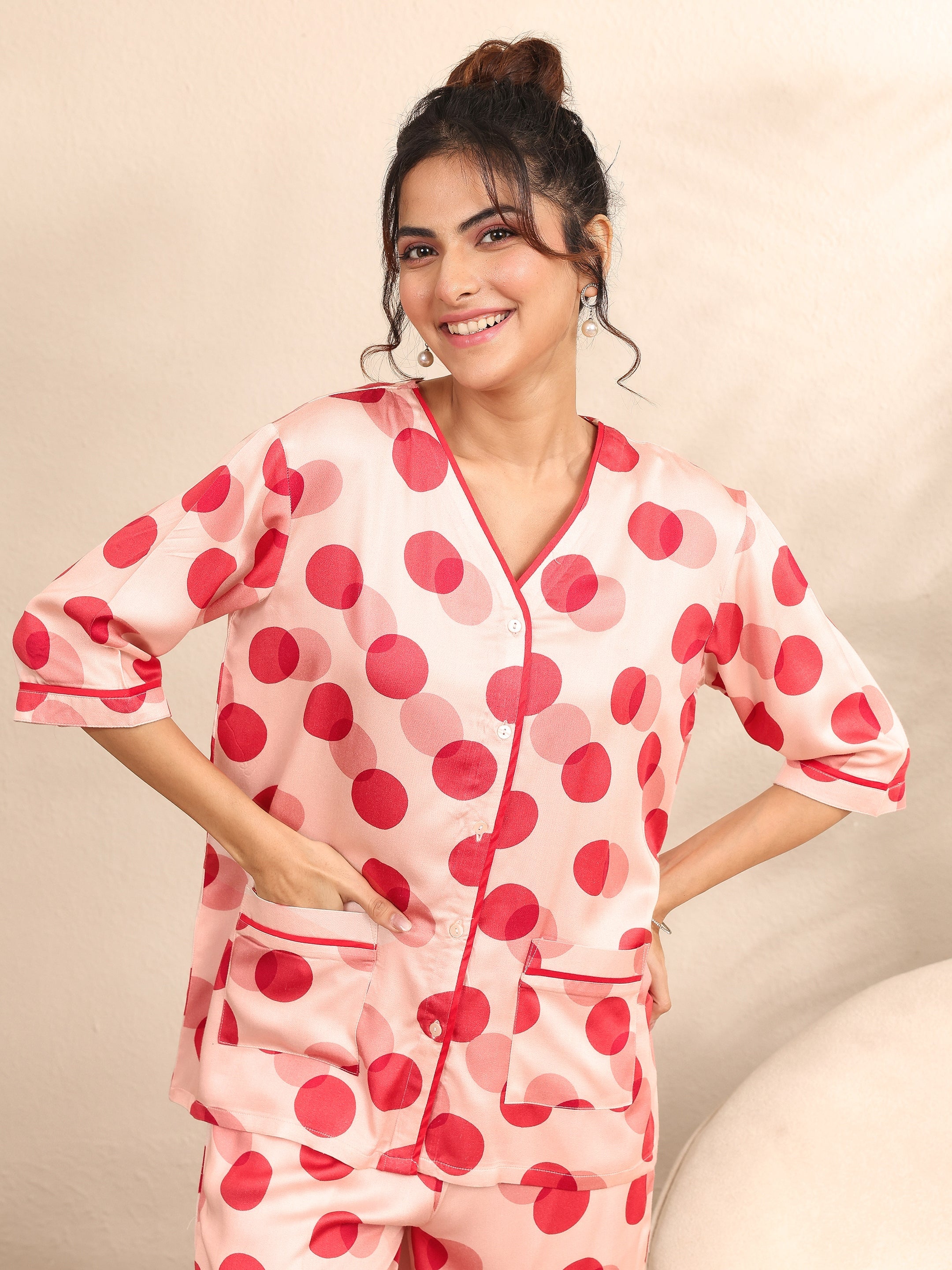 libas Peach Printed Silk Blend Night Suit-picture-17