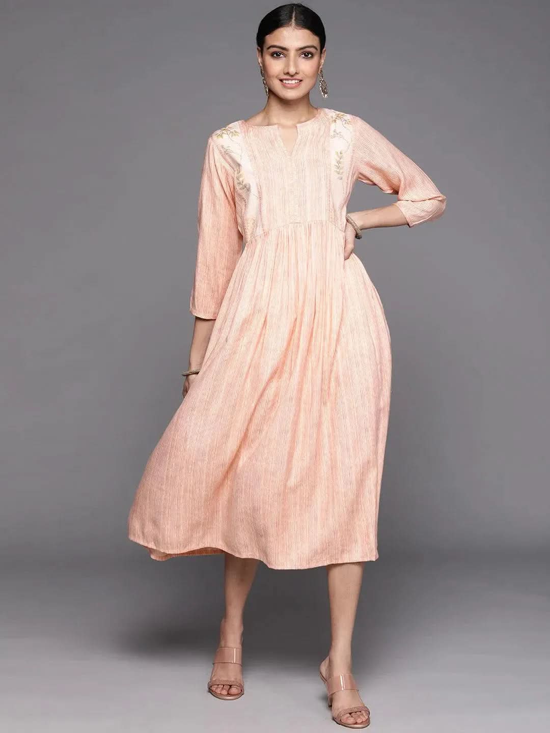 

Buy Peach Printed Viscose Rayon Dress - 23304O-XS | Libas Ethnic Wear Online