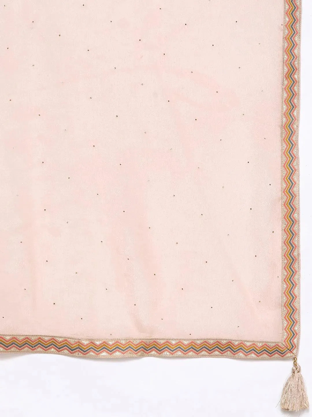 Peach Self Design Silk Anarkali Suit Set - Libas 