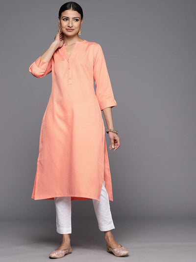 Buy Peach Cotton Kurti With Kashmiri Aari and Kardana Work, Embroidered  Tunics, Long Women Kurta Online in India - Etsy