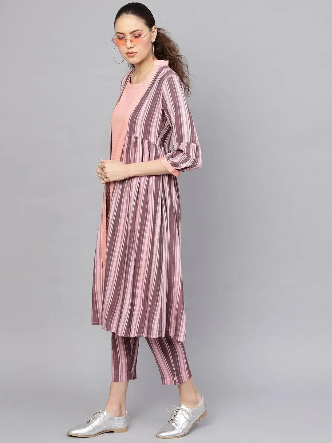 Peach Solid Rayon Kurta Set - Libas 