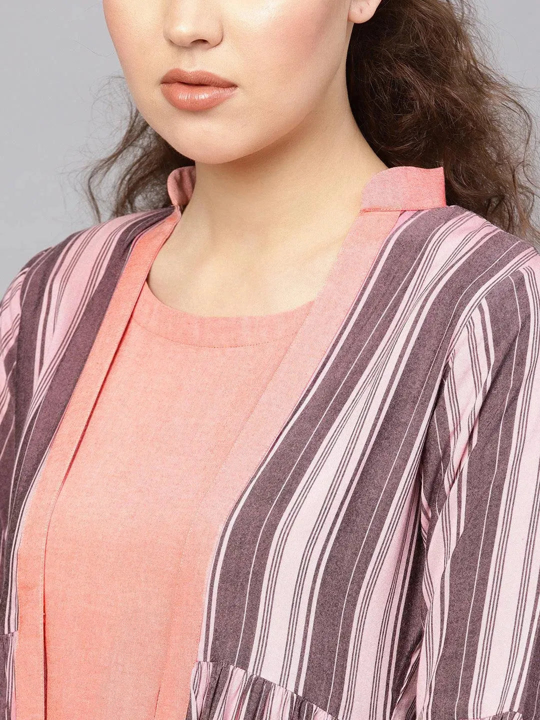 Peach Solid Rayon Kurta Set - Libas 