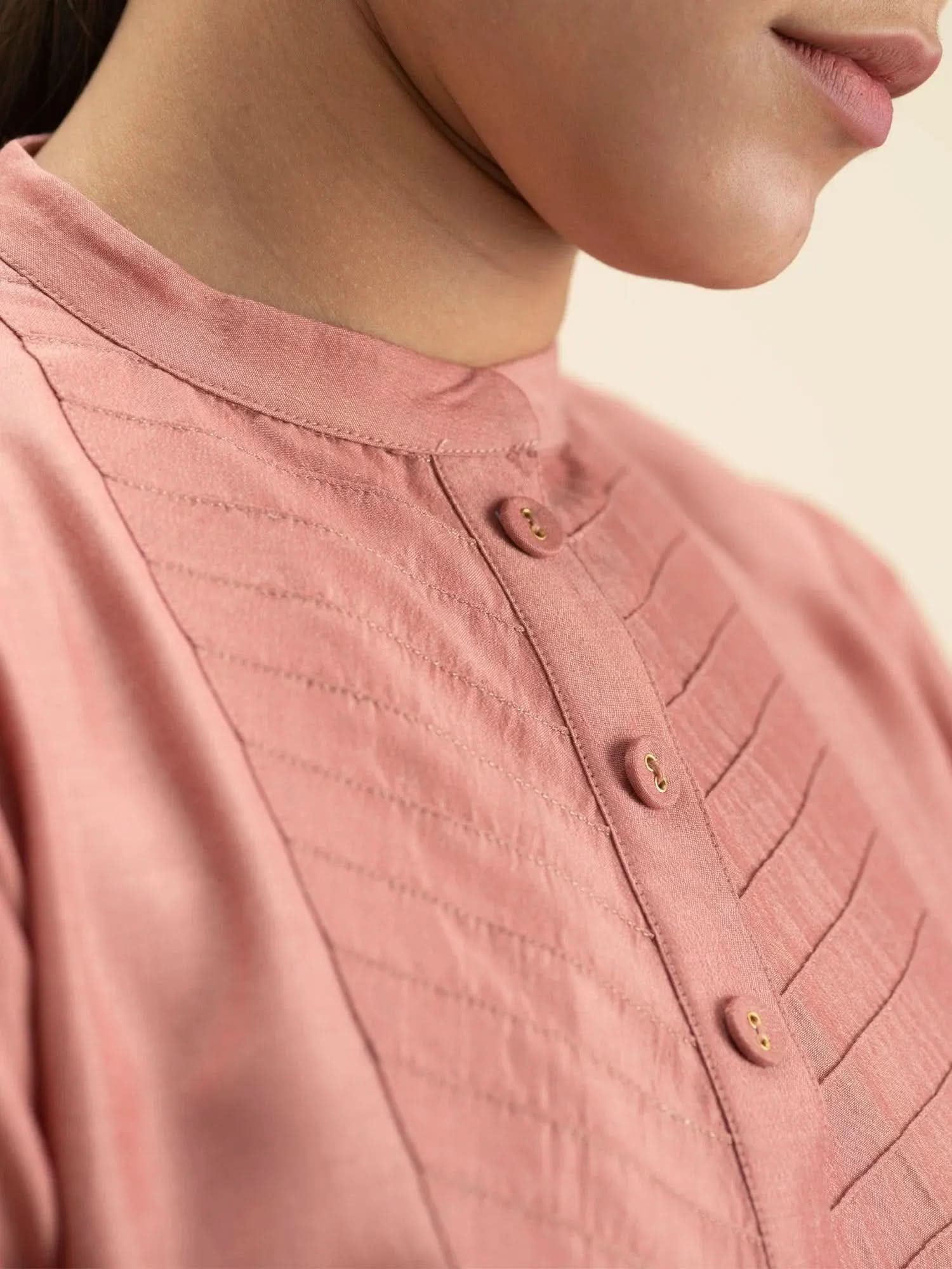 

Buy Peach Silk Solid Straight Kurta for Women