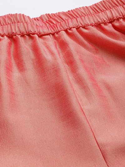 Peach Solid Silk Palazzos - Libas