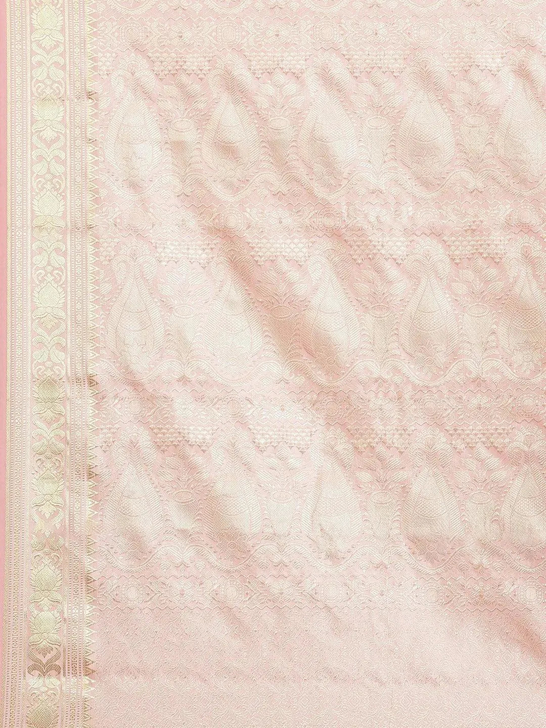 Peach Woven Design Brocade Saree - Libas 