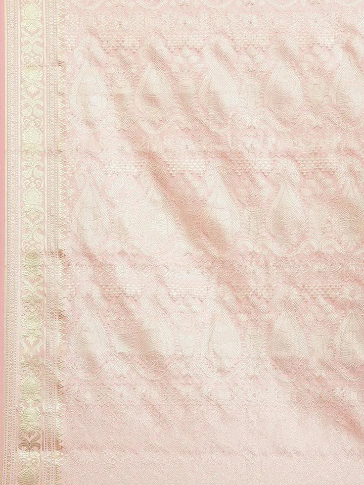 Peach Woven Design Brocade Saree - Libas