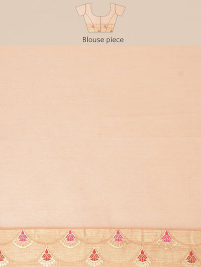Peach Woven Design Brocade Saree - Libas