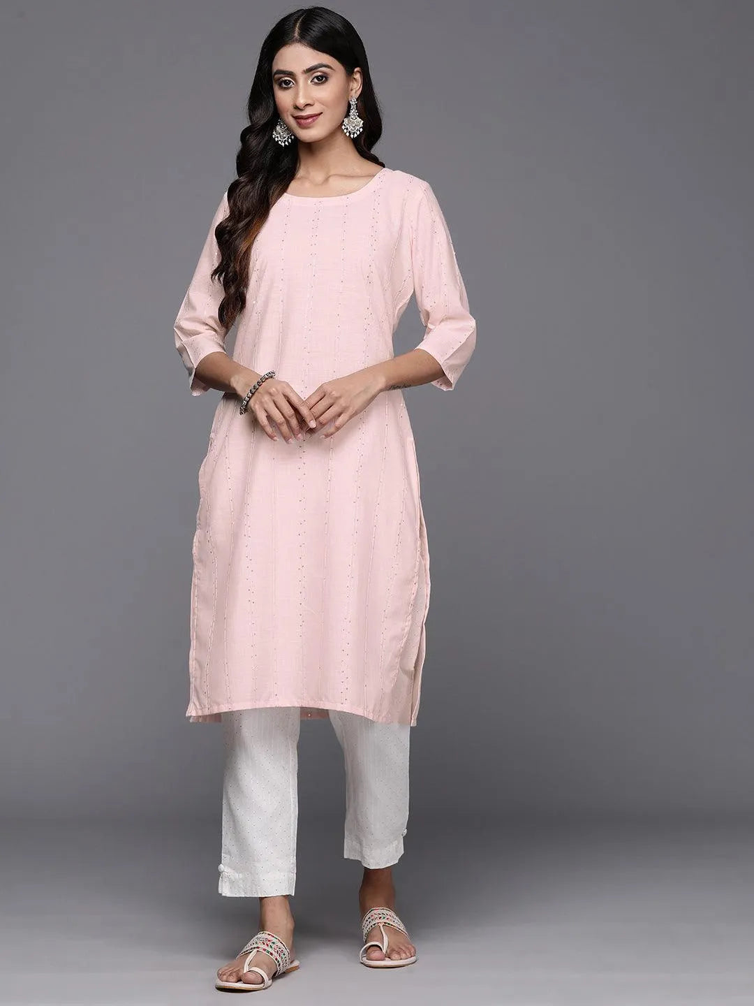 libas Peach Woven Design Cotton Straight Kurta-picture-53