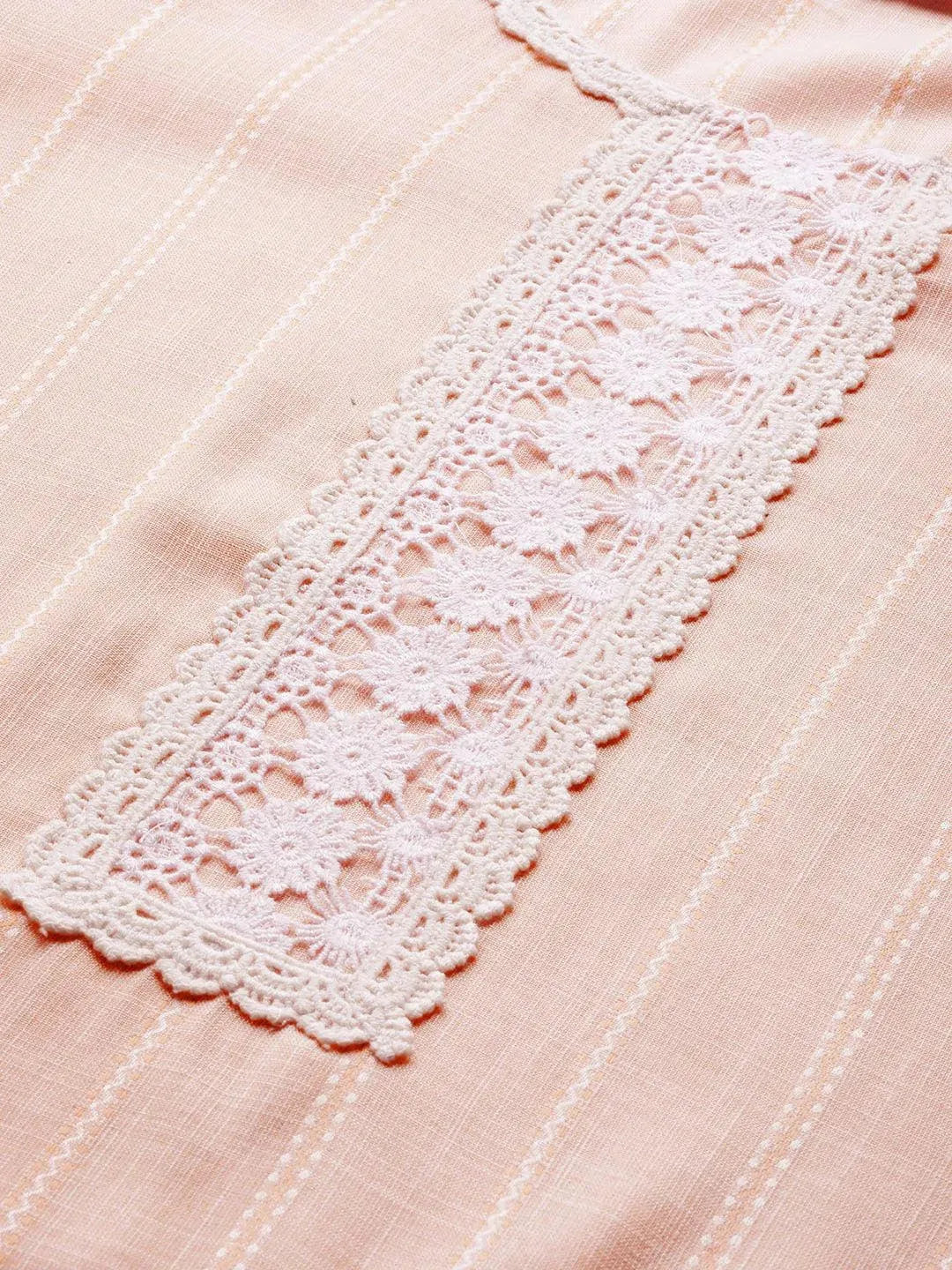 Peach Woven Design Rayon Kurta - Libas 