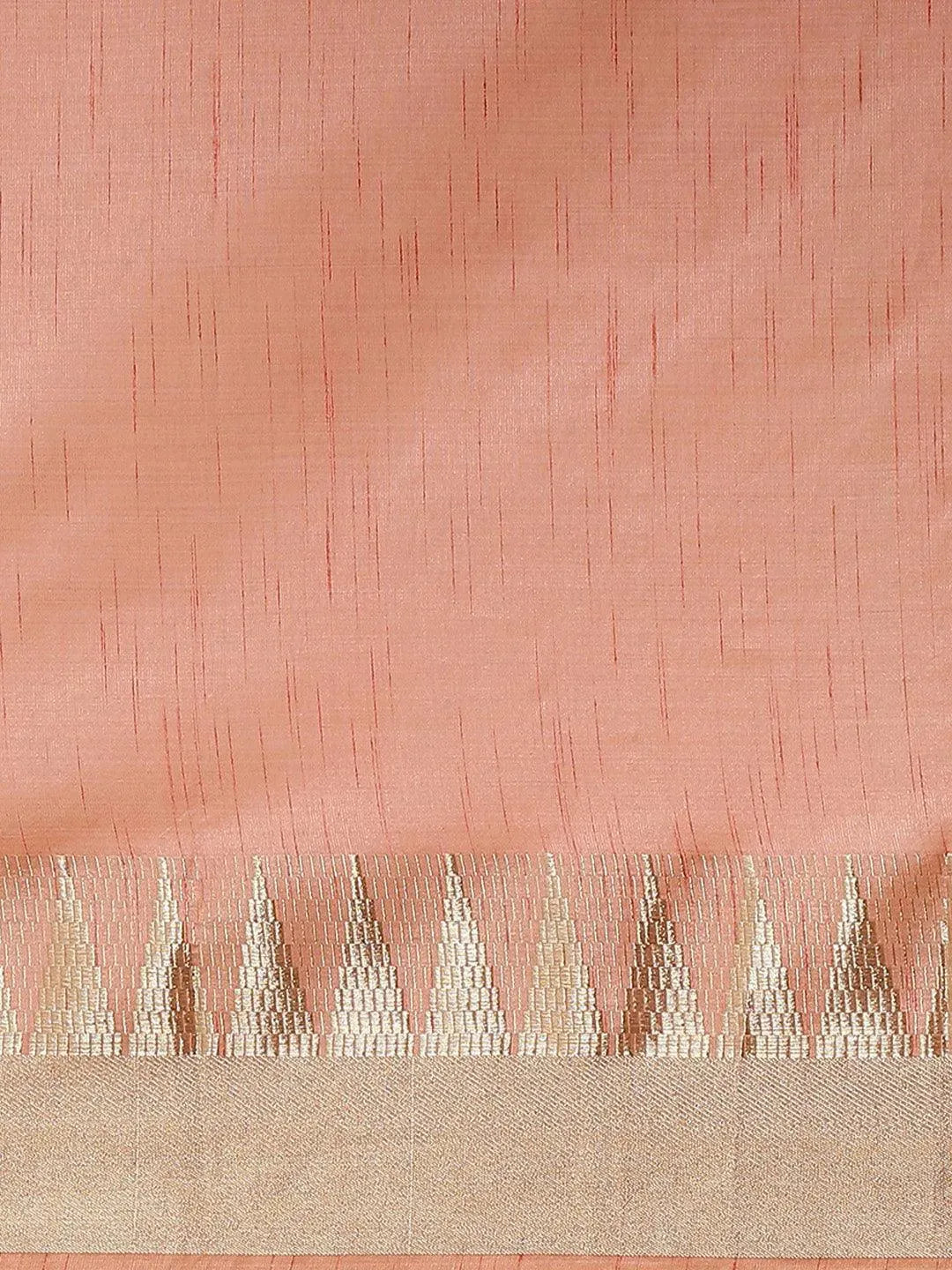 Peach Woven Design Silk Blend Saree - Libas 