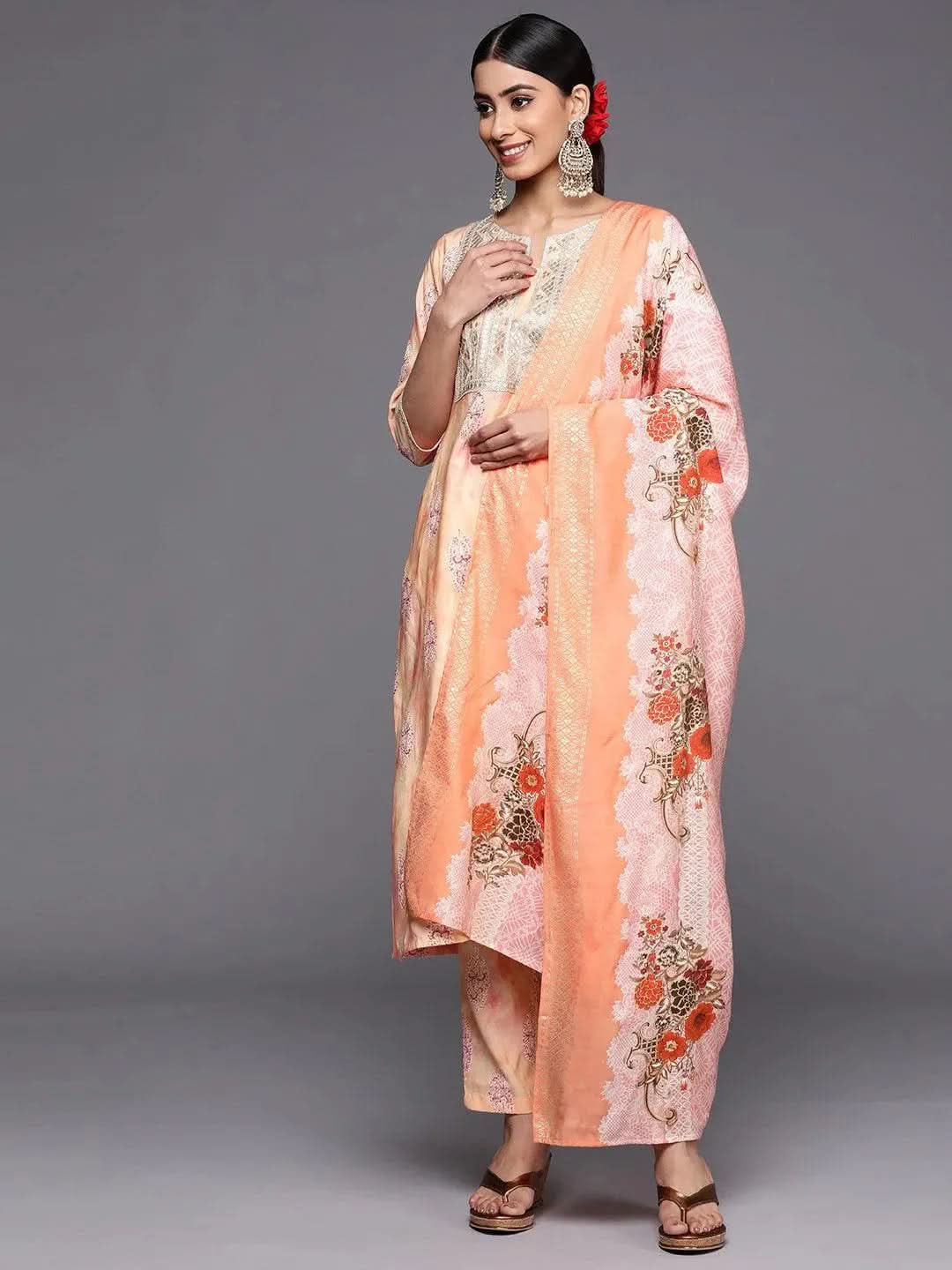 libas Peach Yoke Design Silk Blend Pakistani Suit-picture-11