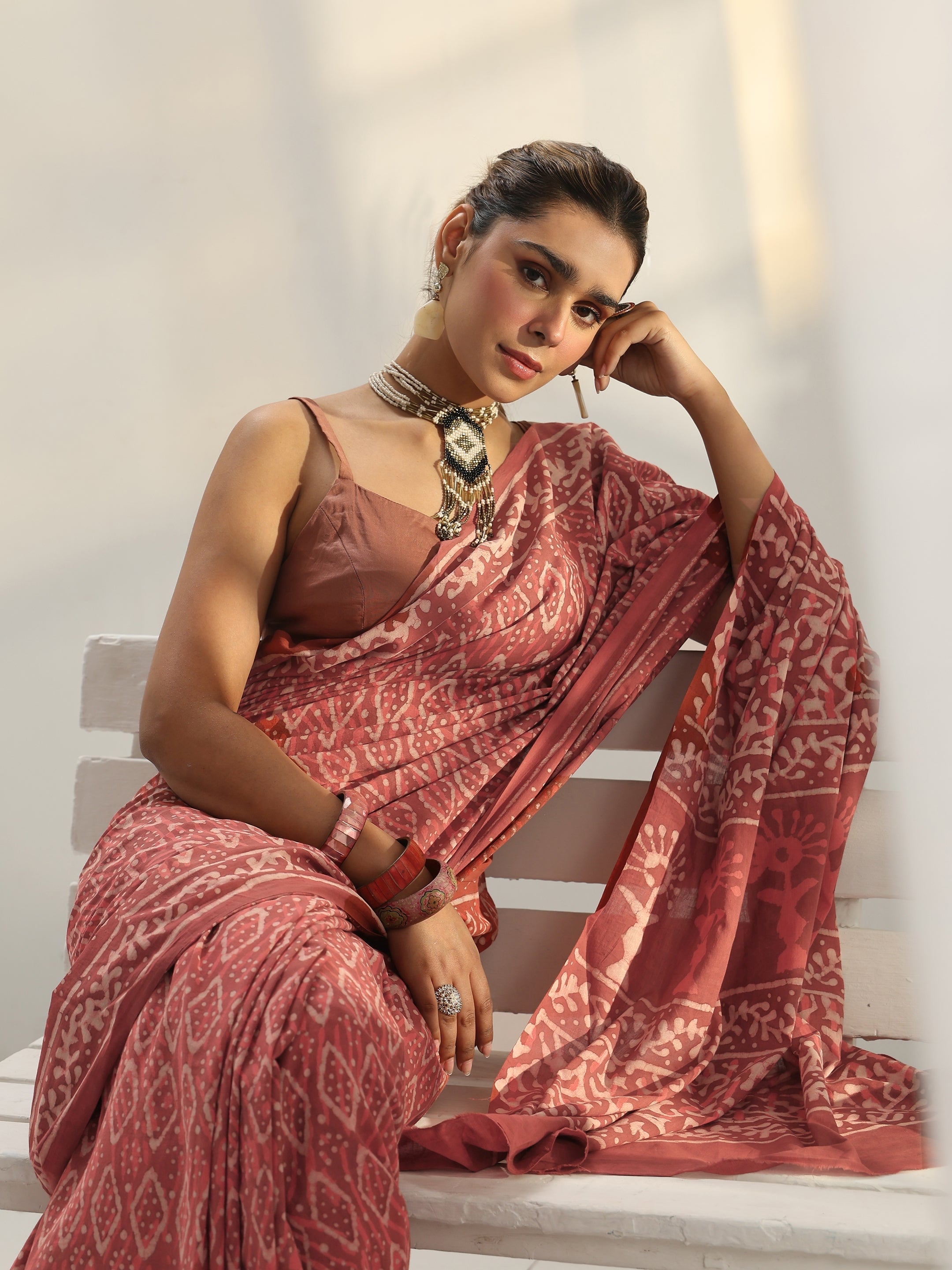 libas Pink Dabu Print Cotton Saree-picture-30