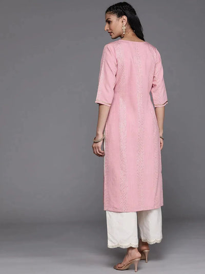 Pink Embellished Chanderi Silk Kurta - Libas