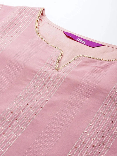 Pink Embellished Chanderi Silk Kurta - Libas