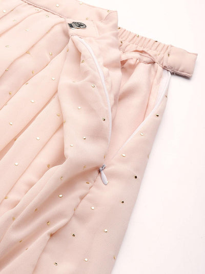 Pink Embellished Georgette Skirt - Libas