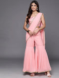 Pink Embellished Georgette Ready to Wear Saree