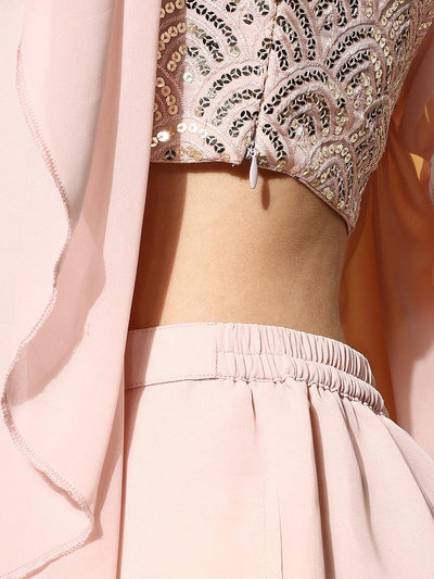 Pink Embellished Georgette Co-Ords - Libas