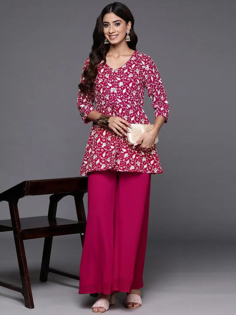 Libas Pink Embellished Georgette Co-Ords