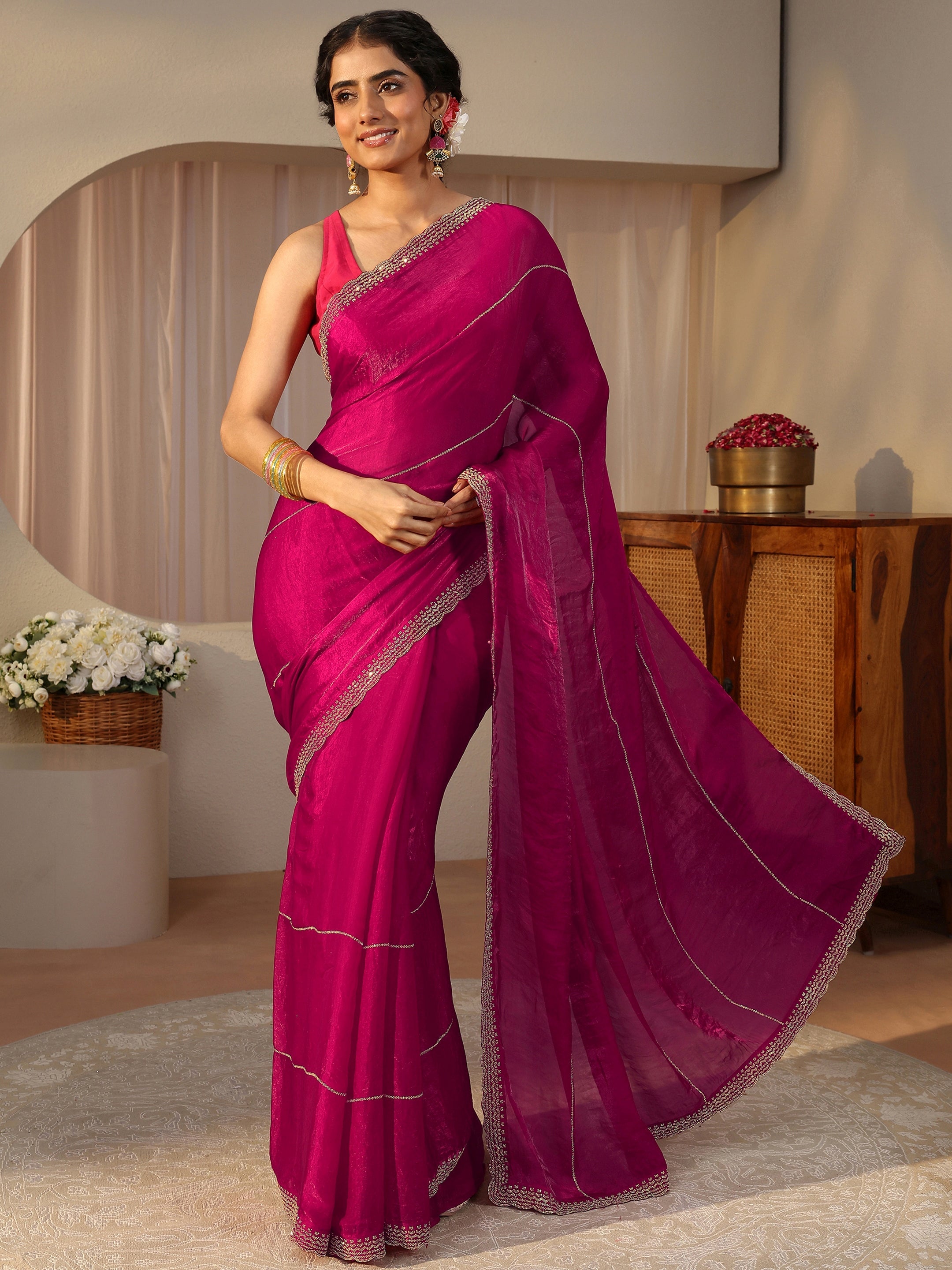 libas Pink Embellished Tissue Saree-picture-54