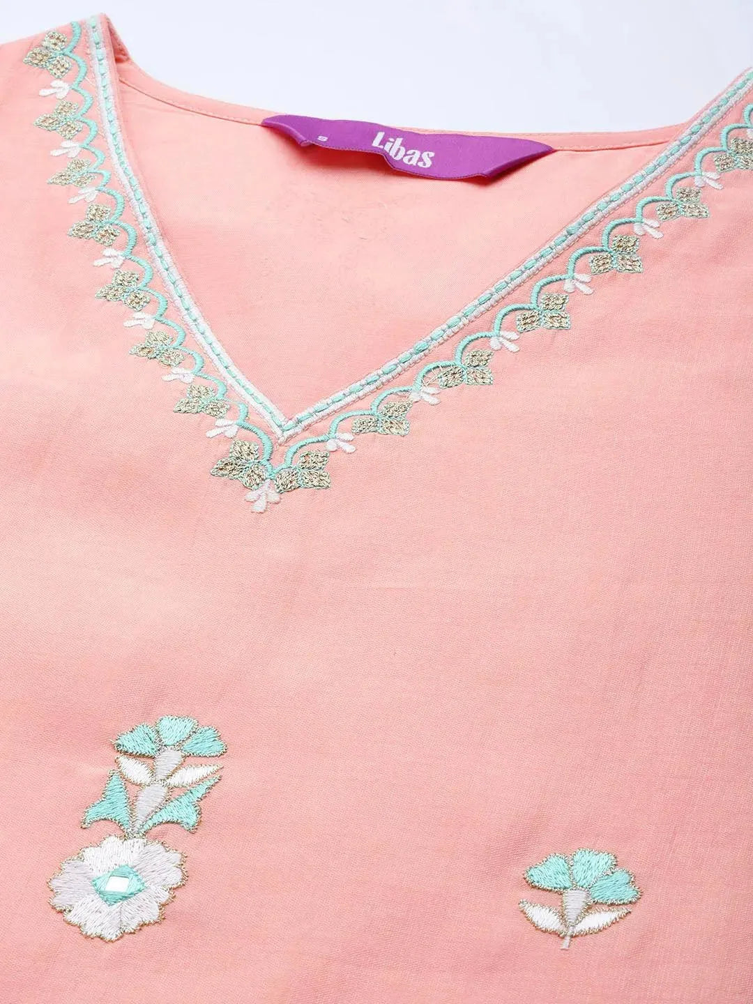 Pink Embroidered Chanderi Silk Suit Set - Libas 