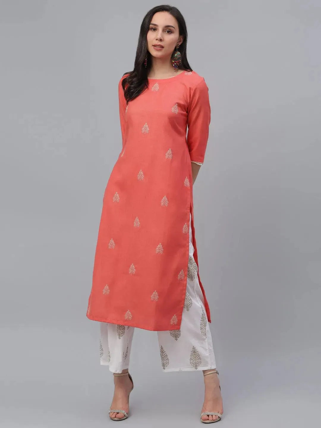 Pink Embroidered Cotton Kurta - Libas