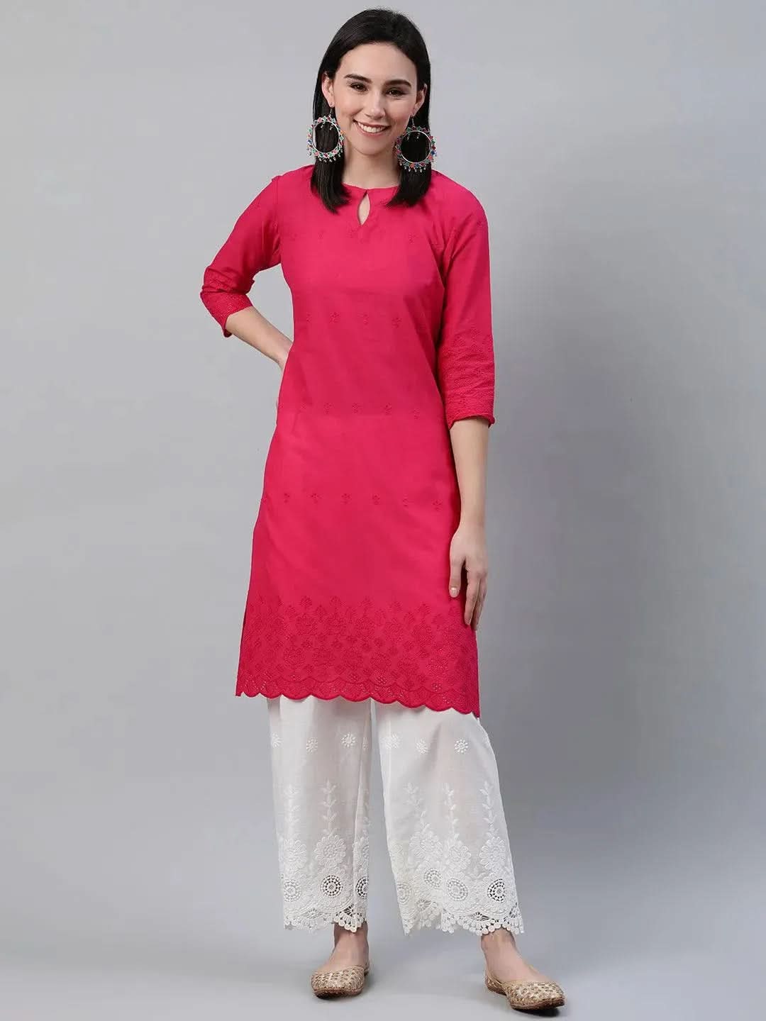 

Buy Pink Embroidered Cotton Kurta - 12098O-XXL | Libas Ethnic Wear Online