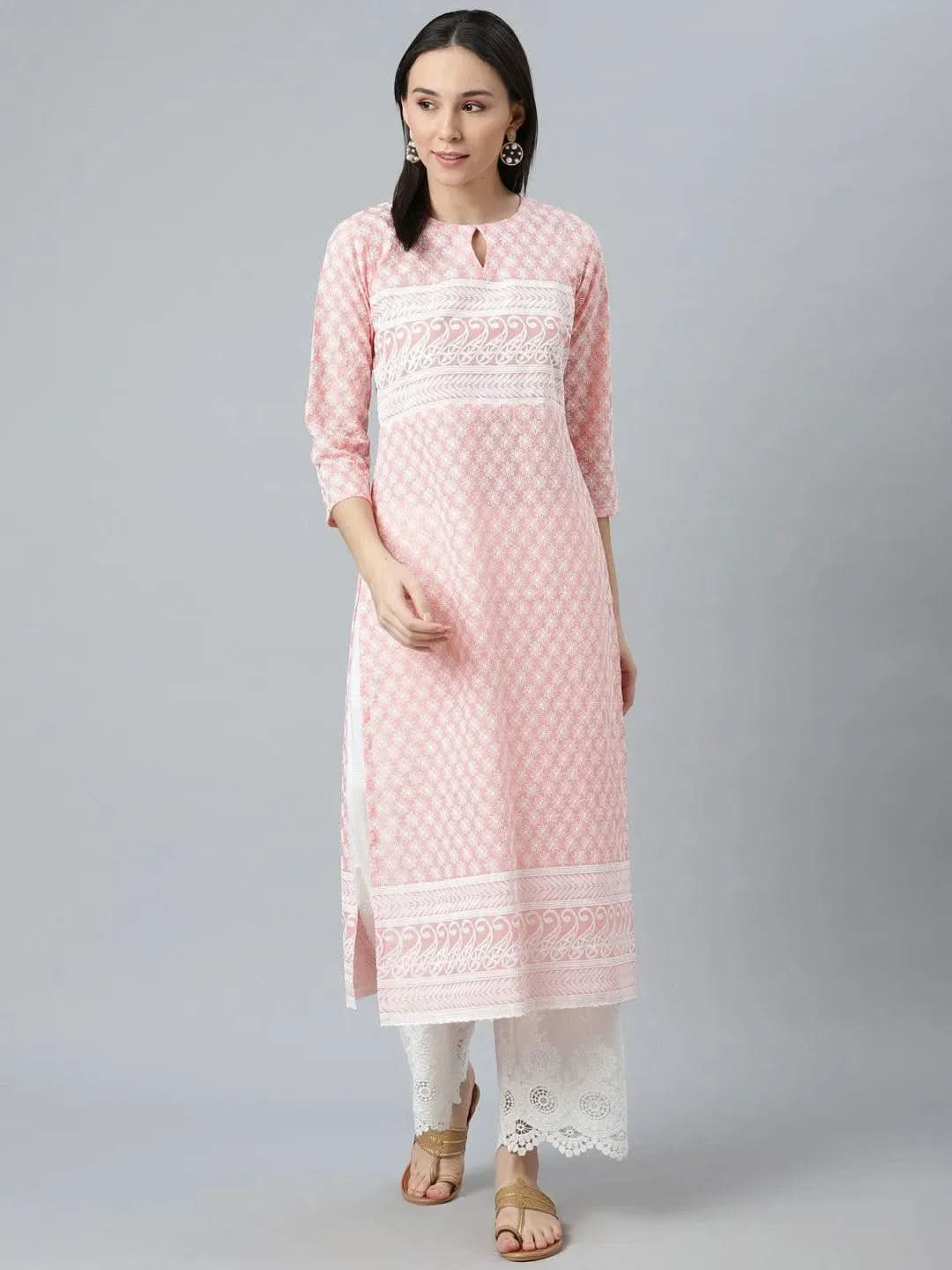 

Buy Pink Embroidered Cotton Kurta - 22059-XXL | Libas Ethnic Wear Online