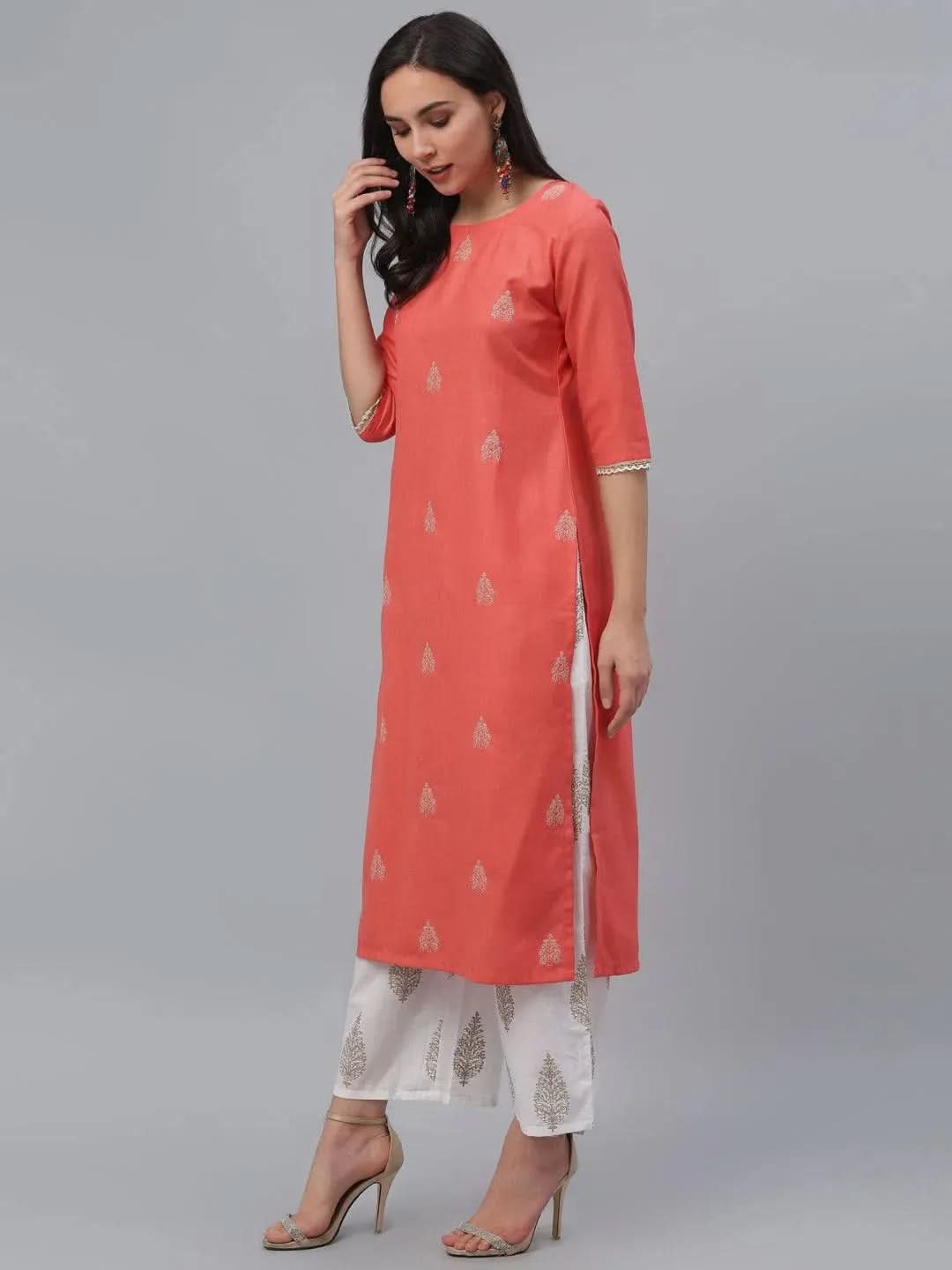 

Buy Pink Embroidered Cotton Kurta - 9087F- | Libas Ethnic Wear Online