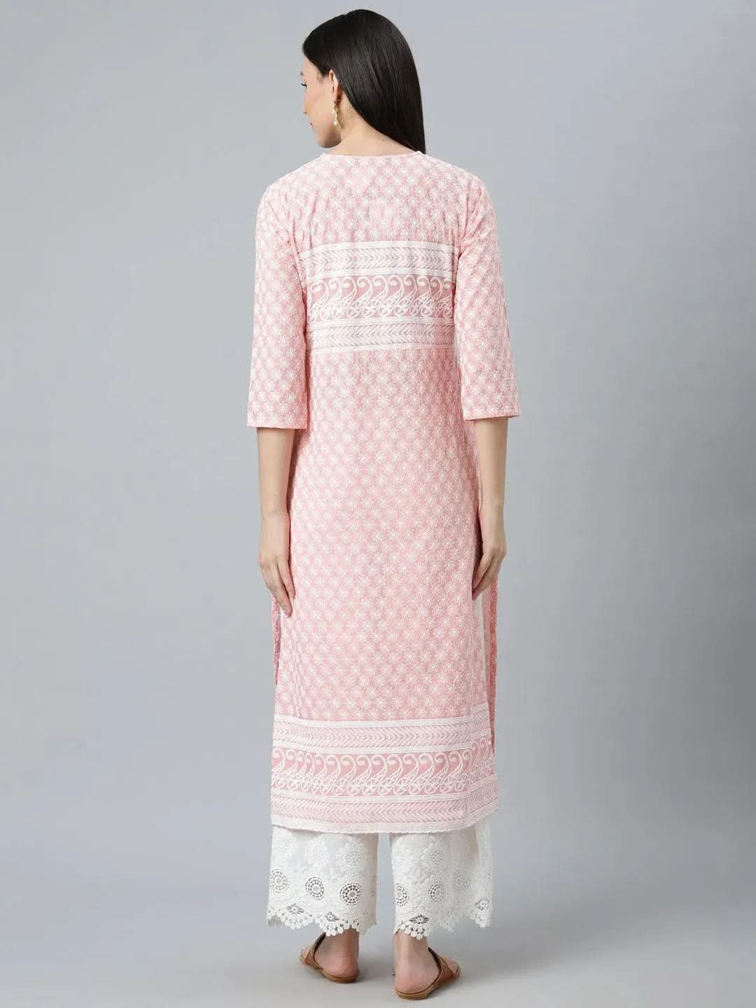 

Buy Pink Embroidered Cotton Kurta - 22059-XXL | Libas Ethnic Wear Online