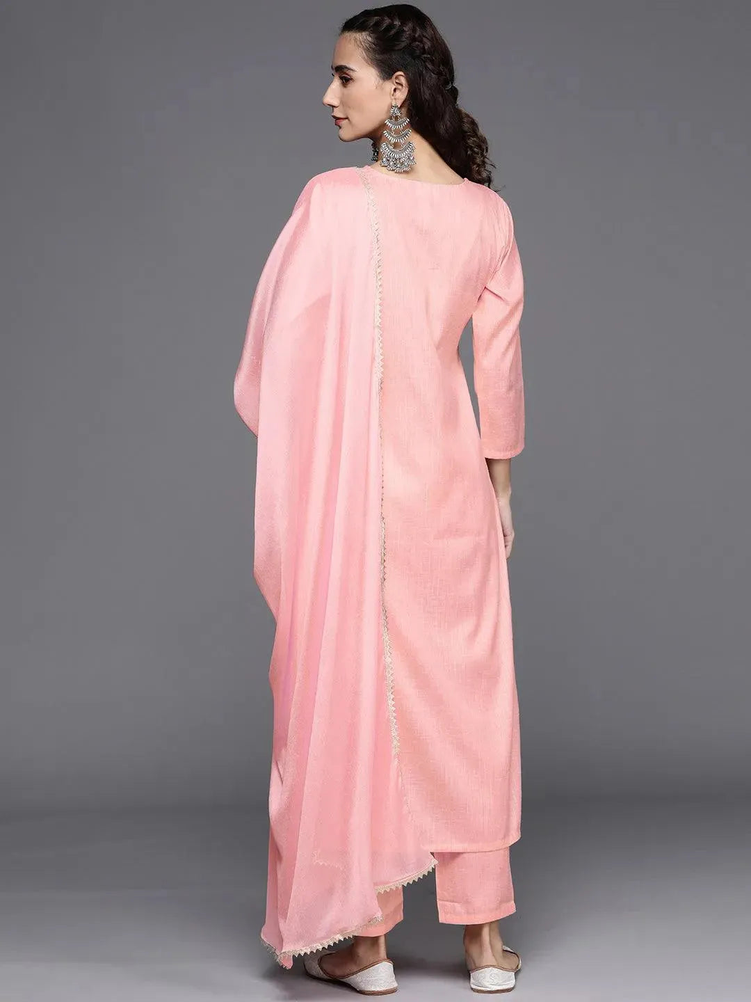 Pink Embroidered Pure Cotton Suit Set - Libas