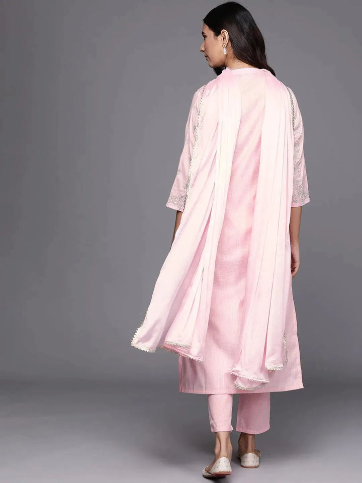 Pink Embroidered Pure Cotton Suit Set - Libas
