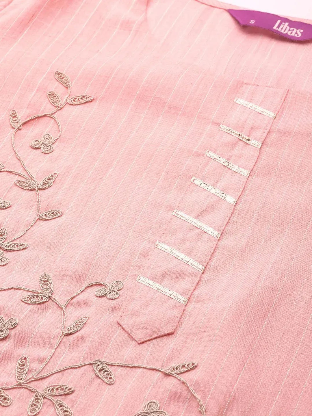 Pink Embroidered Pure Cotton Suit Set - Libas