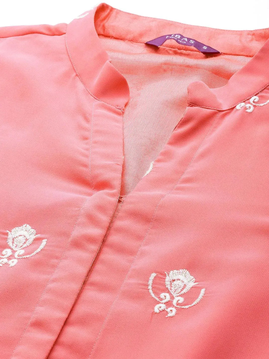 Pink Embroidered Georgette Suit Set - Libas 