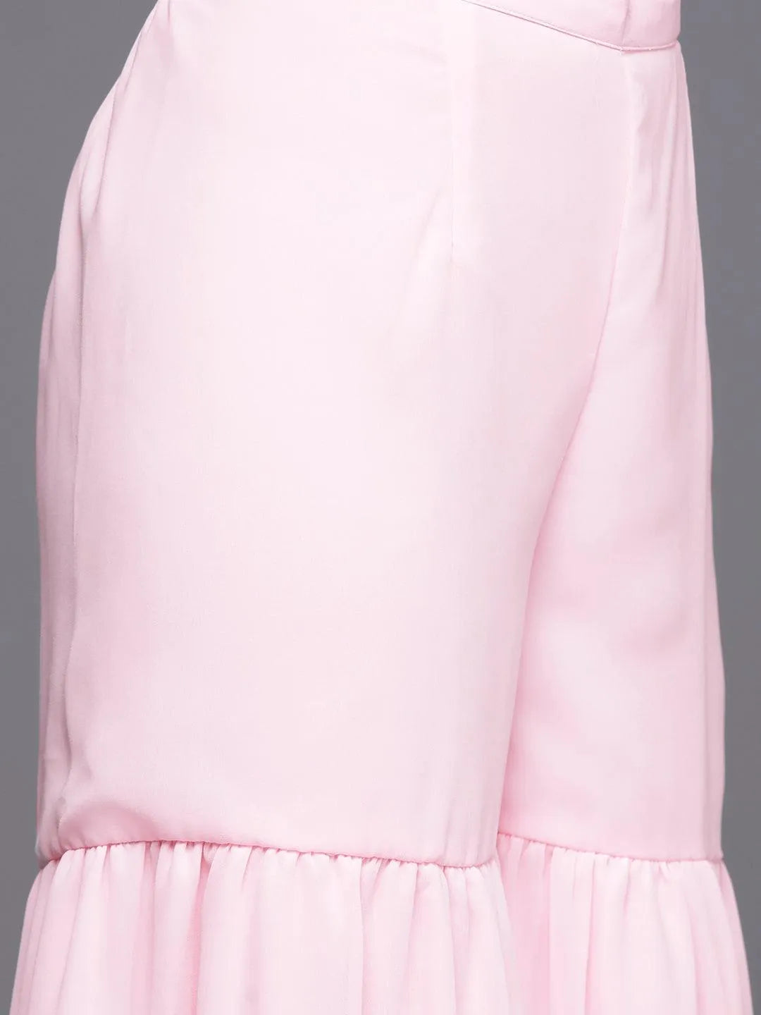 Pink Embroidered Georgette A-Line Kurti With Sharara & Dupatta - Libas 