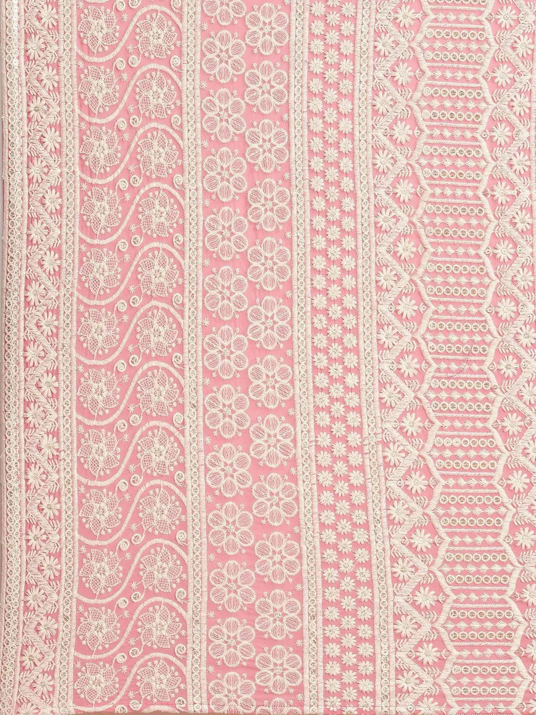 Pink Embroidered Georgette Saree - Libas