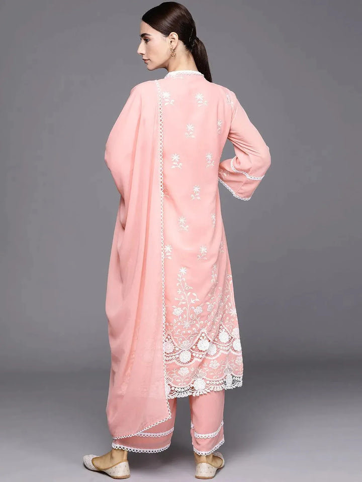 Pink Embroidered Georgette Suit Set - Libas