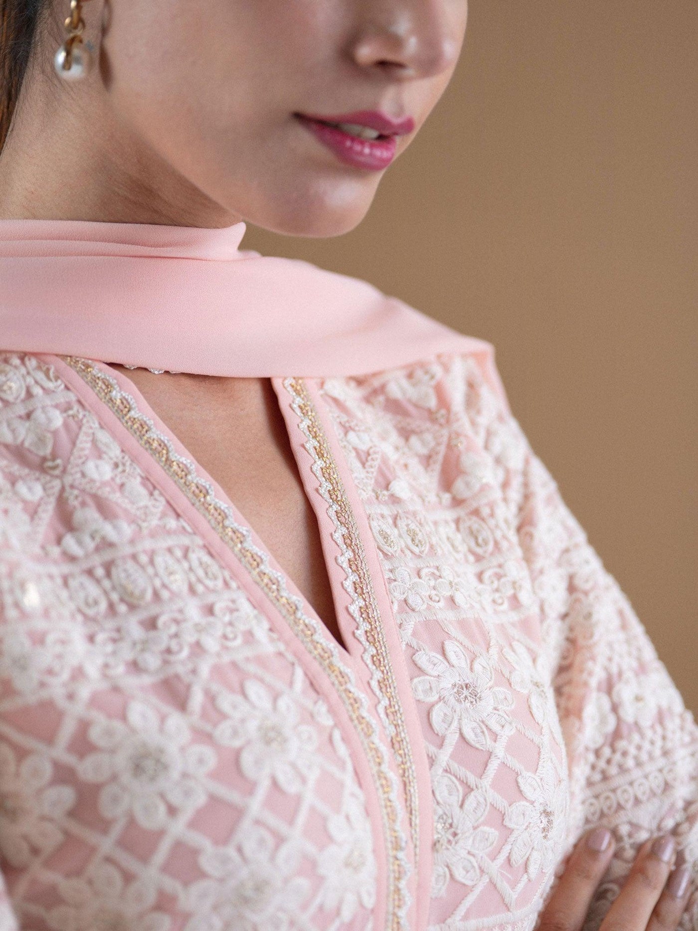 KASHVI Pink Embroidered Georgette Suit Set - Libas