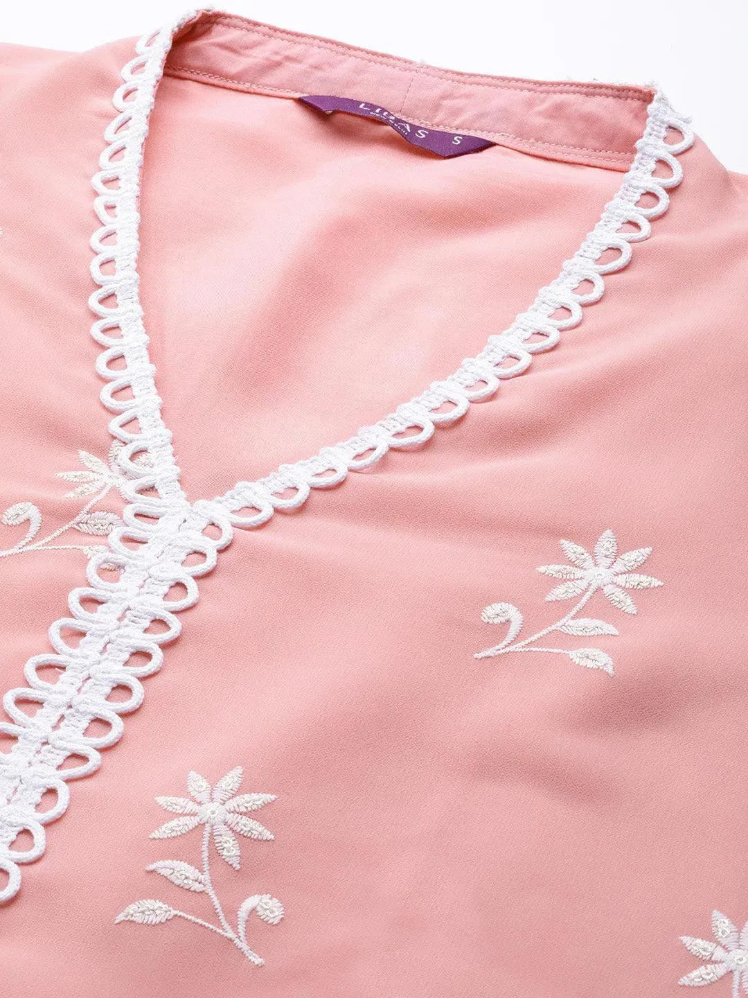Pink Embroidered Georgette Suit Set - Libas 